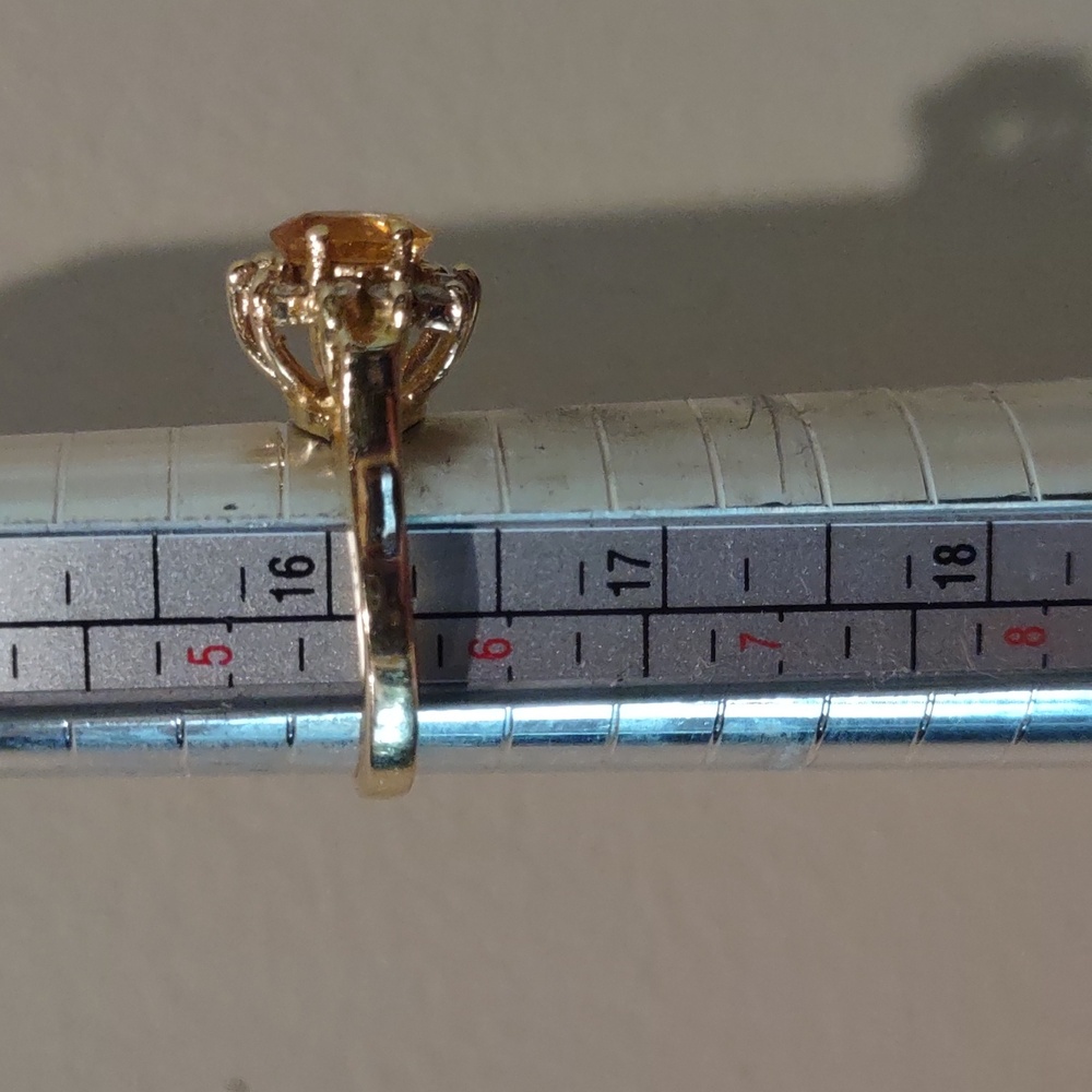 Yellow Sapphire, Natural Diamond Ring Set In 14kt Yellow Gold - Picture 8 of 11